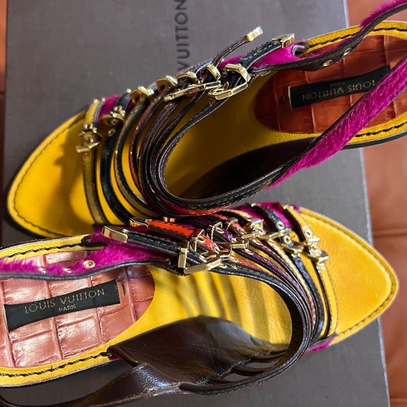 Louis Vuitton shoes, size 37.5, Yellow/pink/brown - Picture 3 of 5
